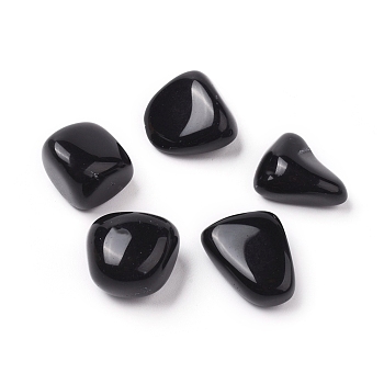 5Pcs Natural Black Obsidian Beads, Tumbled Stone, Vase Filler Gems, Dyed & Heated, No Hole/Undrilled, Nuggets, 20~35x13~23x8~22mm