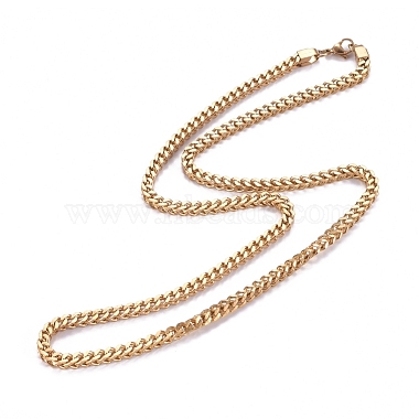 Men's 304 Stainless Steel Diamond Cut Cuban Link Chain Necklaces(NJEW-G340-10G-02)-2