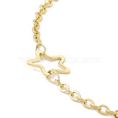 Vacuum Plating 304 Stainless Steel Moon and Star Link Anklet with Cable Chains for Women(STAS-E001-22G)-2