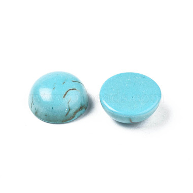 Craft Findings Dyed Synthetic Turquoise Gemstone Flat Back Dome Cabochons(TURQ-S266-8mm-01)-3