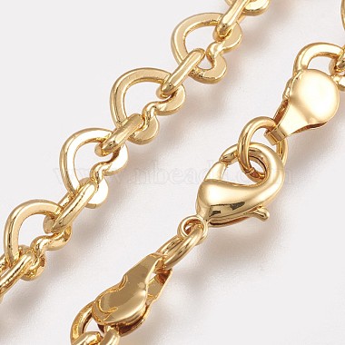 Cadena de cadena de cobre amarillo del corazón collares(X-NJEW-O101-01G)-2