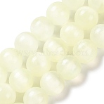 Natural Selenite Beads Strands, Dyed, Round, Champagne Yellow, 10mm, Hole: 1.2mm, about 39pcs/strand, 15.35 inch(39cm)(G-C142-01C-05)
