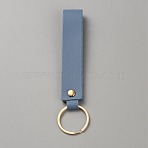 PU Leather Keychain, with Golden Iron Key Rings, Steel Blue, 13.7cm(KEYC-WH20004-03G-05)