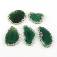 Dyed Mixed Shape Natural Agate Gemstone Big Pendants, Sea Green, 39~85x26~62x5~6mm, Hole: 2mm(G-R300-09)