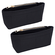 Felt Purse Organizer Insert, Women's Tote Bag Liner, with Alloy Zipper, Black, 19x10x5cm(FIND-WH0114-13B)