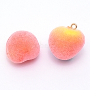 PandaHall Elite Foam Pendants, with Alloy Findings, Imitation Fruit, Peach, Salmon, 23x20mm, Hole: 0.5mm, 20pcs/box(FIND-PH0010-91)