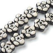 Handmade Porcelain Flower Beads Strands, Black, 17x17x7.5mm, Hole: 2mm, about 20pcs/strand, 12.60 inch(32cm)(PORC-G006-15A)