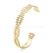 304 Stainless Steel Leafy Branch for Women, Leaf, Real 14K Gold Plated, Inner Diameter: 2-3/8 inch(5.95cm)(BJEW-B064-04G)
