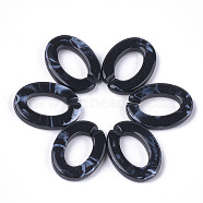 Acrylic Linking Rings, Quick Link Connectors, For Jewelry Chains Making, Imitation Gemstone Style, Oval, Black, 24.5x18.5x4mm, Hole: 14.5x9mm, about: 440pcs/500g(OACR-S021-27G)