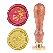 DIY Wood Wax Seal Stamp, Flower Pattern, 83x22mm, Head: 7.5mm, Stamps: 25x14.5mm(AJEW-WH0131-360)