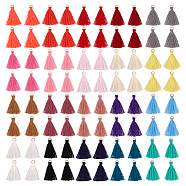 120 Pcs 20 Colors Polyester Tassel Pendant Decorations, with Golden Iron Finding, Mixed Color, 33x6x4mm, Hole: 4mm, 6pcs/color(FIND-NB0004-24)