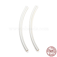 925 Sterling Silver Tube Beads, Curved Tube, Silver, 30.5x5.5x2mm, Hole: 1.4mm(STER-Q191-08S)