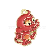 Alloy Enamel Pendants, Golden, Chinese Zodiac Charm, Monkey, 21.5x13.5x1.5mm, Hole: 1.6mm(ENAM-D301-01G-09)