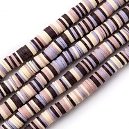 Handmade Polymer Clay Beads Strands, for DIY Jewelry Crafts Supplies, Heishi Beads, Disc/Flat Round, Coconut Brown, 8x1mm, Hole: 2mm, about 350pcs/strand, 15.75''(40cm)(CLAY-R089-8mm-T015)