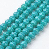 Natural Mashan Jade Round Beads Strands, Dyed, Cyan, 8mm, Hole: 1mm, about 51pcs/strand, 15.7 inch(X-G-D263-8mm-XS28)