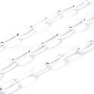 3.28 Feet Spray Painted Brass Cable  Chains, Unwelded, White, 10x5x1mm(X-CHC-H103-02F)
