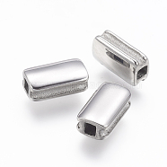 304 Stainless Steel Beads, Rectangle, Stainless Steel Color, 10x5.5x4mm, Hole: 2x2mm(STAS-E130-03P)