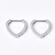 304 Stainless Steel Huggie Hoop Earrings, Heart, Stainless Steel Color, 15x16x3mm, Pin: 1mm(EJEW-N016-001)
