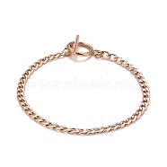 Ion Plating(IP) 304 Stainless Steel Chain Bracelets for Women or Men, Curb Chain Bracelets, Rose Gold, 8 inch(20.45cm)(BJEW-A039-04RG)