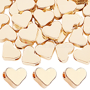 Brass Beads, Long-Lasting Plated, Heart, Real 14K Gold Plated, 6x7x3mm, Hole: 1.8mm, 60pcs/box(KK-PH0001-27G)