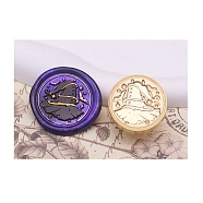 Halloween Series Wax Seal Brass Stamp Heads, for Wax Seal Stamp, Golden, Ghost, 25x14mm, Inner Diameter: 7mm(AJEW-M039-01E)