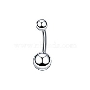 304 Stainless Steel 15 Gauge Round Belly Button Rings, Piercing Navel Rings, Curved Barbell Body Jewelry for Women, Stainless Steel Color, 10mm, Pin: 1.6mm(WGFD174-04)