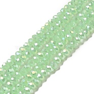 Electroplate Imitation Jade Glass Rondelle Beads Strands, Faceted, AB Color Plated, Pale Green, 4x3mm, Hole: 1mm, about 139pcs/strand, 15.7 inch(X-EGLA-F050B-02AB)