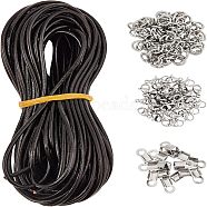 Unicraftale DIY Cowhide Leather Cord Necklace Making Kits, with 304 Stainless Steel Fold Over Crimp Cord Ends & Jump Rings & Lobster Claw Clasps, Mixed Color, Cord: 2mm, 10m/Bundle, 1bundle/box(DIY-UN0001-84)