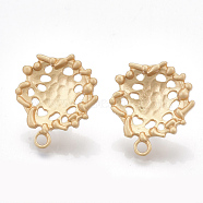 Alloy Stud Earring Findings, with Steel Pins and Loop, Matte Gold Color, 22x20mm, Hole: 2mm, Pin: 0.7mm(PALLOY-T065-52)