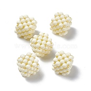 Handmade Opaque Plastic Woven Beads, No Hole Bead, Cube, Light Yellow, 15.5x15.5x15.5mm(KY-P015-06E)