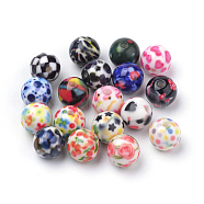 Opaque Printed Acrylic Beads, Round, Mixed Color, 10x9.5mm, Hole: 2mm(X-MACR-S271-10mm-M)