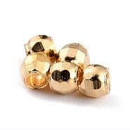 Brass Spacer Beads, Long-Lasting Plated, Faceted Round, Real 24K Gold Plated, 2x2mm, Hole: 1mm(KK-O133-013A-G)