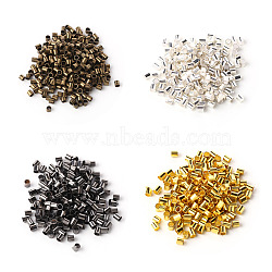 1000Pcs 4 Colors Brass Crimp Beads, Tube, Mixed Color, 2x2x0.15mm, Hole: 1.5mm, 250pcs/Color(KK-YW0001-25)