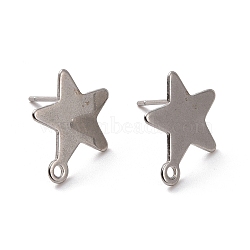 201 Stainless Steel Stud Earring Findings, with Horizontal Loop and 316 Stainless Steel Pin, Star, Stainless Steel Color, 15x13mm, Hole: 1.4mm, Pin: 0.7mm(STAS-K241-05P)