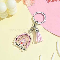 Acrylic Keychain, with Tassel, Rainbow, 9.5cm(KEYC-YW00083-01)