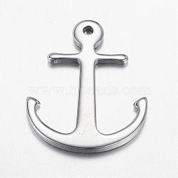 Tarnish Resistant 304 Stainless Steel Pendants, Anchor, Stainless Steel Color, 32x26x2mm, Hole: 2mm(STAS-G108-26)