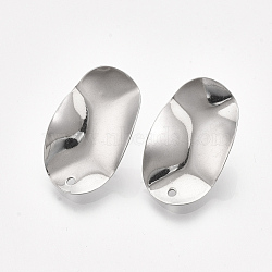 304 Stainless Steel Stud Earring Findings, with Ear Nuts/Earring Backs, Oval, Stainless Steel Color, 25x15.5mm, Hole: 1.4mm, Pin: 0.7mm(X-STAS-S079-55B)