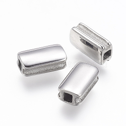 Tarnish Resistant 304 Stainless Steel Beads, Rectangle, Stainless Steel Color, 10x5.5x4mm, Hole: 2x2mm(STAS-E130-03P)