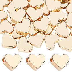 Brass Beads, Long-Lasting Plated, Heart, Real 14K Gold Plated, 6x7x3mm, Hole: 1.8mm, 60pcs/box(KK-PH0001-27G)
