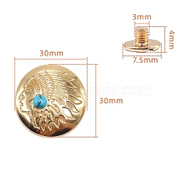 Alloy Decorative Buttons, with Synthetic Turquoise, Human, 3cm(PW-WG1200D-20)