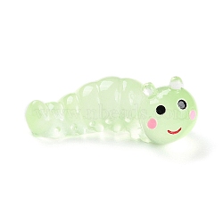 Luminous Resin Worm Ornament, Glow in The Dark, Micro Landscape Garden Decoration, Pale Green, 15x35.5x13mm(DJEW-R011-01A-02)