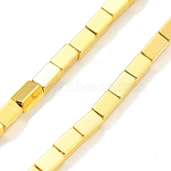 Synthetic Non-magnetic Hematite Beads Strands, Long-Lasting Plated, Cuboid, Golden Plated, 5x3x3mm, Hole: 1mm, about 79pcs/strand, 16.06''(40.8cm)(G-P545-L01-02A)