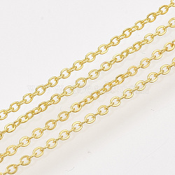 Iron Cable Chains, Soldered, with Spool, Flat Oval, Golden, 2x1.5x0.3mm, about 100yard/roll(CH-S131-03G)