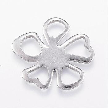 304 Stainless Steel Chandelier Components, Flower, Stainless Steel Color, 26x24.5x1.5mm