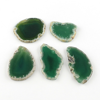 Dyed Mixed Shape Natural Agate Gemstone Big Pendants, Sea Green, 39~85x26~62x5~6mm, Hole: 2mm