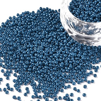 11/0 Grade A Round Glass Seed Beads, Baking Paint, Dodger Blue, 2.3x1.5mm, Hole: 1mm, about 48500pcs/pound