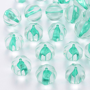 Transparent Acrylic Beads, Pumpkin, Turquoise, 17.5x16mm, Hole: 1.8mm, about 183pcs/500g