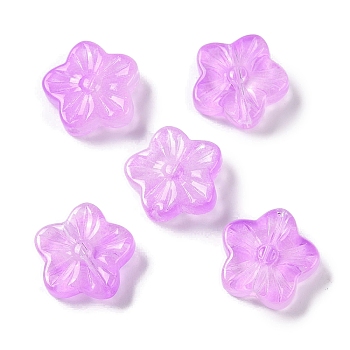 Baking Paint Glass Beads, Flower, Violet, 12.5x13x4.5mm, Hole: 1.2mm