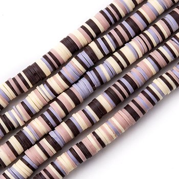 Handmade Polymer Clay Beads Strands, for DIY Jewelry Crafts Supplies, Heishi Beads, Disc/Flat Round, Coconut Brown, 8x1mm, Hole: 2mm, about 350pcs/strand, 15.75''(40cm)