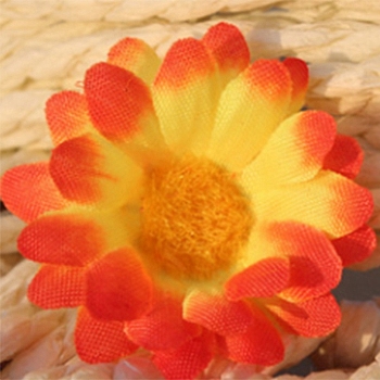 Artificial Silk Chrysanthemum Daisy Flowers Heads, for Wedding Home Party Decoration Hair Clip Wreath Decorative , Orange Red, 42x42x15mm